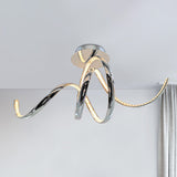 Chrome Led Ceiling Fixture With Crystal Twist Design And Dual Lighting (Warm/White)