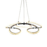 Led Crystal Chandelier Pendant - Twist Design Chrome Finish Warm/White Light Dining Room Ceiling