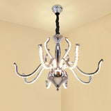 Minimalist Crystal Led Chandelier - Warm/White Light Chrome Pendant Ceiling Fixture