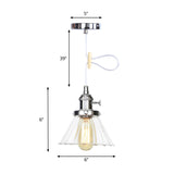 Height Adjustable Industrial Conic Hanging Lamp - Amber/Clear Glass 1-Light Pendant Lighting For