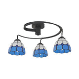 Tiffany Vintage Stained Glass Semi Flush Light Fixture - 3/5-Light Bowl Design For Bedroom Décor In