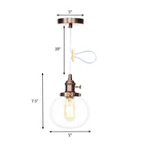 Vintage Style Amber/Clear Ridged Glass Pendant Light Fixture - Adjustable Ceiling For Living Room