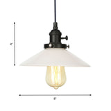 Vintage Style Conic Restaurant Pendant Lamp: Height Adjustable With White Glass Black/Bronze/Brass