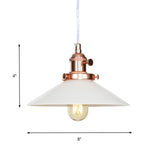 Vintage Style Conic Restaurant Pendant Lamp: Height Adjustable With White Glass Black/Bronze/Brass