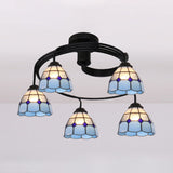 Tiffany Style Stained Glass Ceiling Light Fixture (3/5 Lights) - Semi Flush Mount In