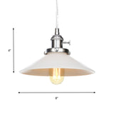 Vintage Style Conic Restaurant Pendant Lamp: Height Adjustable With White Glass Black/Bronze/Brass