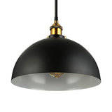 Metallic Domed Pendant Ceiling Light - Antique Style With Black/White Finish Perfect For Restaurants