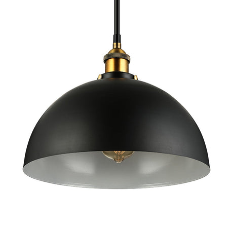 Metallic Domed Pendant Ceiling Light - Antique Style With Black/White Finish Perfect For Restaurants