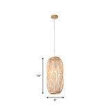 Bamboo Lantern Pendant Light Kit - Traditional Design 1 Bulb 8’’/9’’ Wide