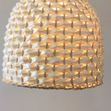 Modern Bamboo Pendant Lighting: Minimalist Beige Hanging Light Fixture
