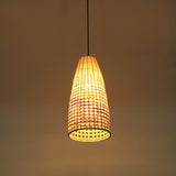 Bamboo Tapered Pendant Light With 1 Bulb For Modern Ceiling Hanging