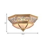 Classic Frosted Glass Flush Mount Lamp With Domed Design - Brass Finish 4 Lights