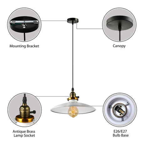 Industrial Style Saucer Metal Pendant Ceiling Light In Black/White - Perfect For Living Room