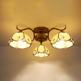 Stained Glass Vintage Ceiling Light - 3-Light Semi Flushmount In