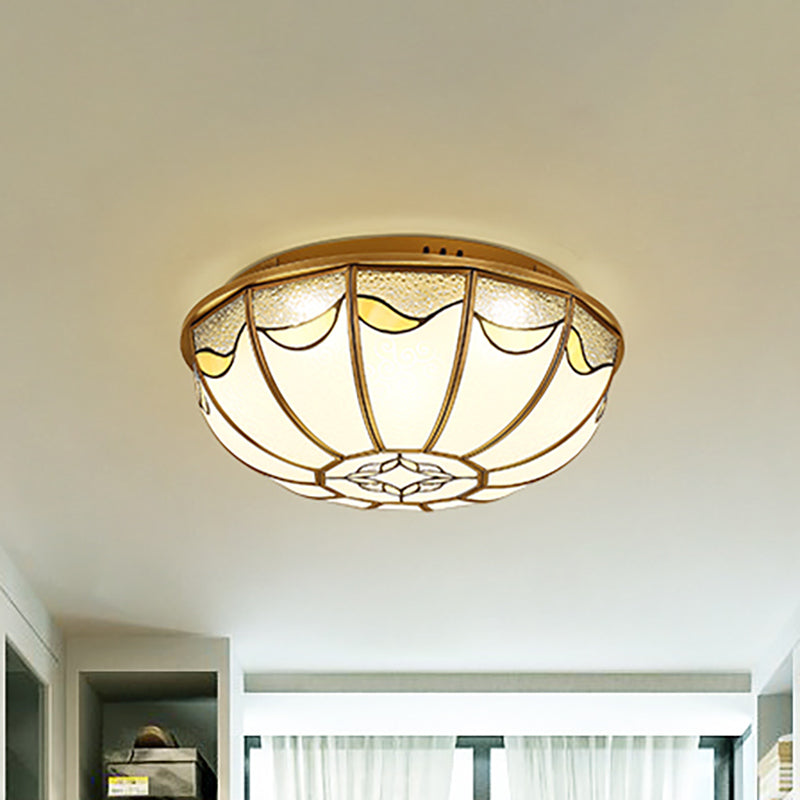 Gold 4/5 Lights Ceiling Mount Antique Opal Glass Flush Light Fixture 18/21.5 W For Bedroom With