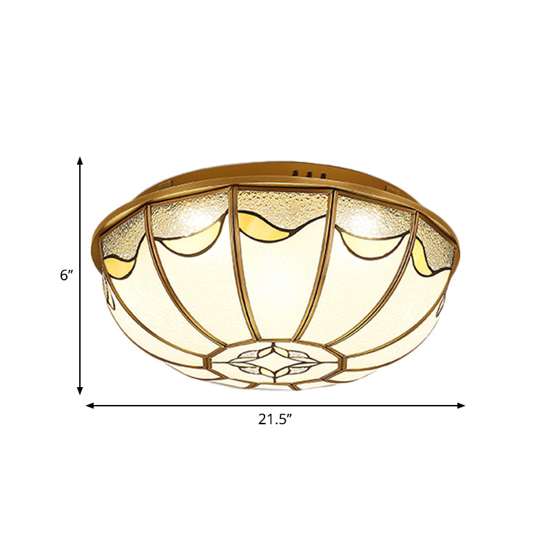 Gold 4/5 Lights Ceiling Mount Antique Opal Glass Flush Light Fixture 18“/21.5” W For Bedroom
