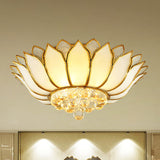 Traditional Gold Flush Mount Light With Scalloped Cream Glass Shades - 4/6 Lights 21.5’/23.5’