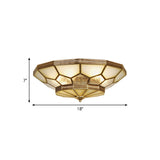 Traditional Brass Flush Mount Ceiling Light With Frosted Glass Shades - Available In 3 Sizes
