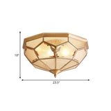 Vintage Gold Faceted Flush Mount Lighting: Beveled Glass Ceiling Fixture With 3/4/6 Lights For