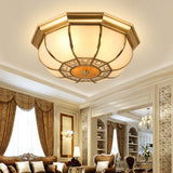 Retro Metal Brass Ceiling Mount Light Fixture - Oval Dining Room Flushmount 3/4/6 Heads 14/18/23.5