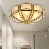 Traditional Metal Brass Flush Mount Chandelier With 3/4/6 Scalloped Heads For Living Room Ceiling -