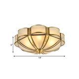 Traditional Metal Brass Flush Mount Chandelier With 3/4/6 Scalloped Heads For Living Room Ceiling -