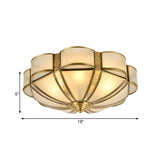 Traditional Metal Brass Flush Mount Chandelier With 3/4/6 Scalloped Heads For Living Room Ceiling -