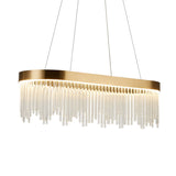 Modern Crystal Tubular Chandelier Lamp - Led Brass Pendant Light In Warm/White Sizes 23.5/31.5/39