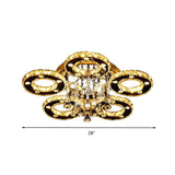 Contemporary K9 Crystal Chrome Ring Led Ceiling Lamp - Multiple Sizes & Colors Available