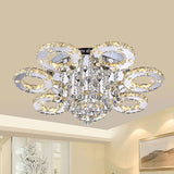 Contemporary K9 Crystal Chrome Ring Led Ceiling Lamp - Multiple Sizes & Colors Available