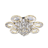 Contemporary K9 Crystal Chrome Ring Led Ceiling Lamp - Multiple Sizes & Colors Available