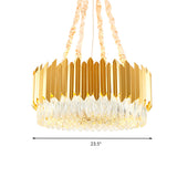 Modern Gold Round Chandelier - 19.5/23.5 Wide Crystal Block Design 6/10 Heads Hanging Ceiling Light