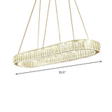 Modern Chrome Oval Hanging Led Chandelier Pendant Light - 27.5/35.5 Wide