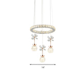 Contemporary Chandelier Pendant Light With Chrome Circle/Gear Design Crystal Dimpled Shade - 1/3/5