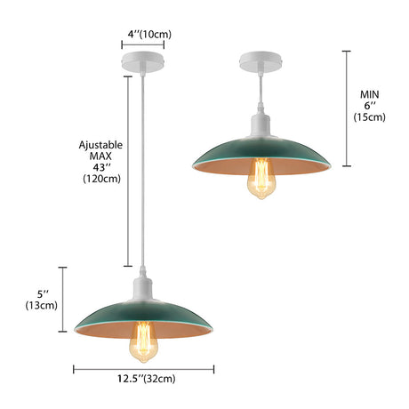 Vintage Metal Saucer Shade Pendant Ceiling Light Fixture - Green/Red 1 Stylish Lighting Over Table