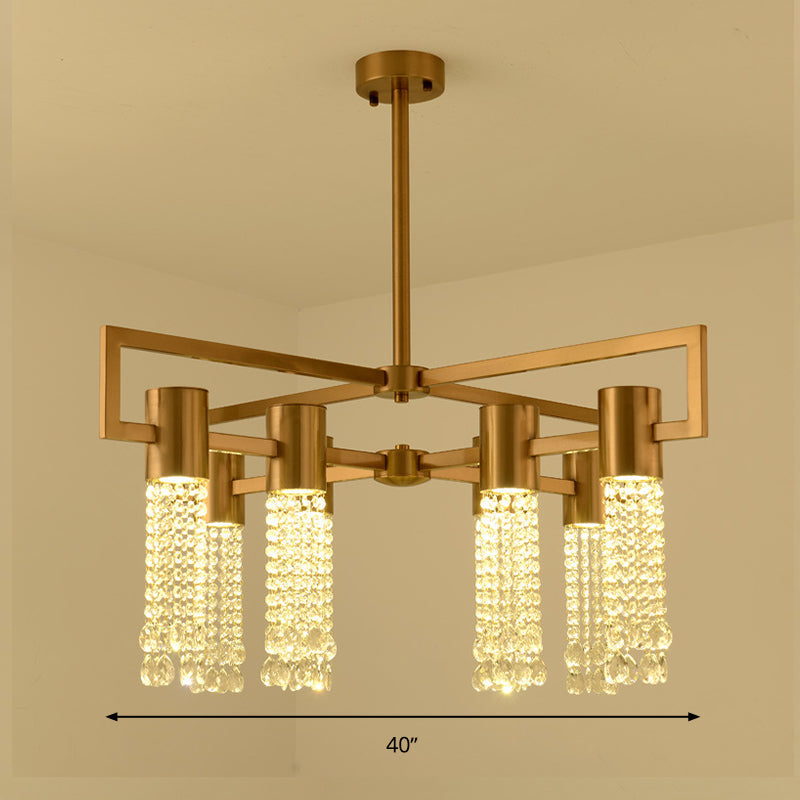 Modern Clear Crystal Pendant Chandelier With Led Lights - Gold Hanging Ceiling Light For Bedroom