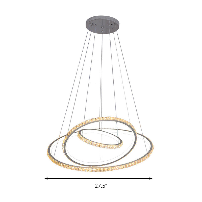 Modern Crystal Led 3-Tier Gold Chandelier With Dual Light Options