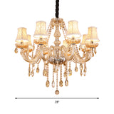 Clear Crystal Bell Chandelier - Modern Living Room Pendant Lamp 6/8 Bulbs Beige 23/28 W