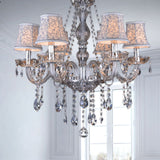 Clear Crystal Bell Chandelier - Modern Living Room Pendant Lamp 6/8 Bulbs Beige 23/28 W / 23