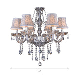 Clear Crystal Bell Chandelier - Modern Living Room Pendant Lamp 6/8 Bulbs Beige 23/28 W