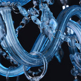 Modern Crystal Pendant Chandelier With Blue Hanging Light - 6/18 Bulbs Candle/Bell Design