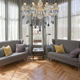 Modern Crystal Candle Chandelier 6/8/18 Light Tan Ceiling Lamp For Living Room 23.5/27.5/37.5 W