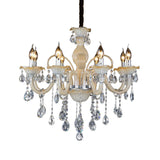 Modern Crystal Candle Chandelier 6/8/18 Light Tan Ceiling Lamp For Living Room 23.5/27.5/37.5 W