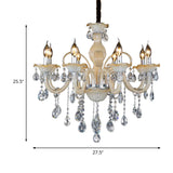 Modern Crystal Candle Chandelier 6/8/18 Light Tan Ceiling Lamp For Living Room 23.5/27.5/37.5 W