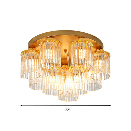 Sleek Crystal Rod Ceiling Light Fixture - Postmodern Semi Flush Mount Lamp (5/10/12 Heads)