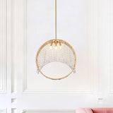 Postmodern Brass Ring Chandelier With Crystal Drop Ceiling - 3 Head Hanging Light Fixture