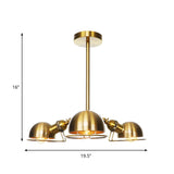 Domed Industrial Style Pendant Light With 3 Bulbs - Metallic Black/Brass Finish Chandelier