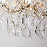 Semi Flush Traditional Crystal Ceiling Light Fixture - Beveled 4 Bulbs Brass Mount