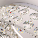Nickel Led Round Flushmount Crystal Ceiling Light Fixture With Opal Glass Diffuser - Modern And
