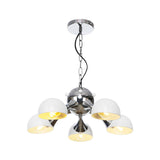Modern Industrial Dome Hanging Light - 3/4/5 Heads Living Room Chandelier In Black/Chrome Finish
